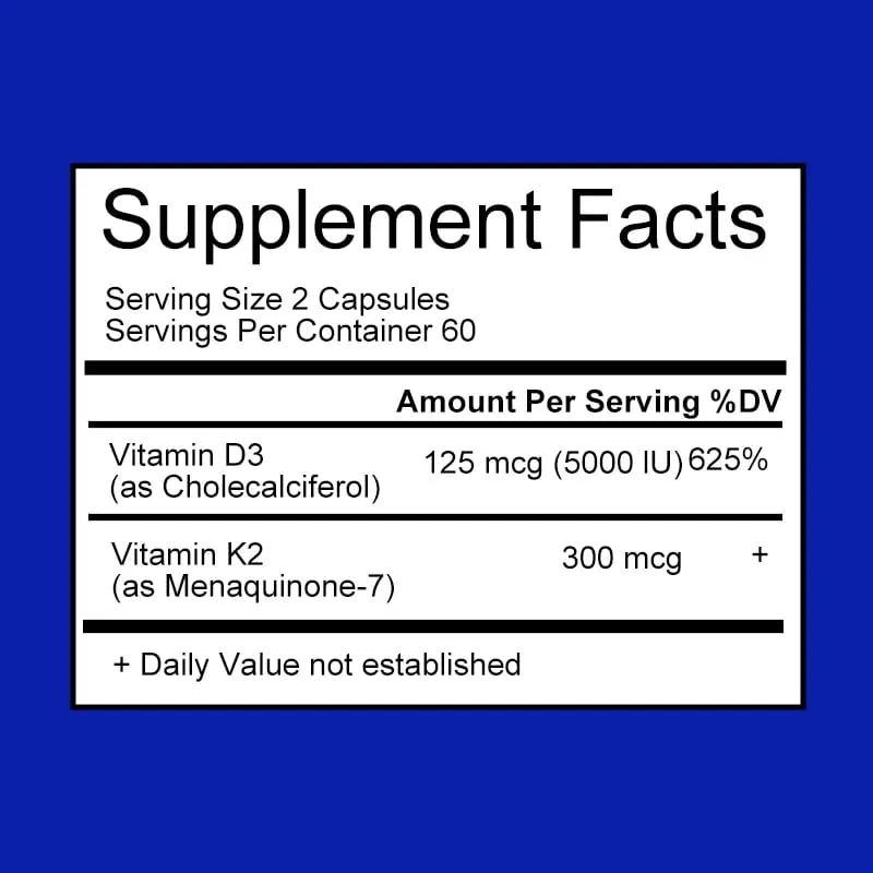 Kexinsh Vitamin D3K2 Capsules 5000iu Vitamin D3 300mcg K2 Support Teeth Bone Heart Health Joint Health — image 6