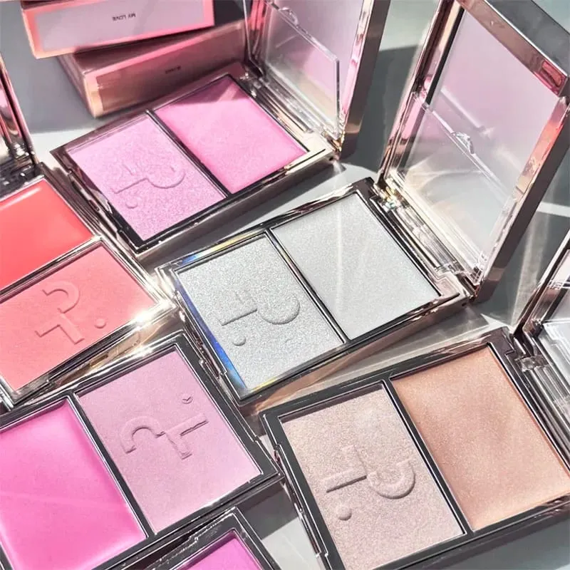 Patrick 2 in 1 Cream & Powder Blush Palette Dual Cheek Blush Duo Lasting Natural Brightening TA Makeup Cosmetics She's That Girl