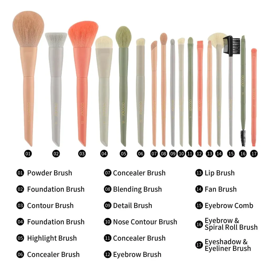 Docolor Makeup Brushes 17pcs Makeup Brush Set Synthetic Foundation Brush Powder Contour Eyeshadow Liner Blending Highlight Tool — image 6