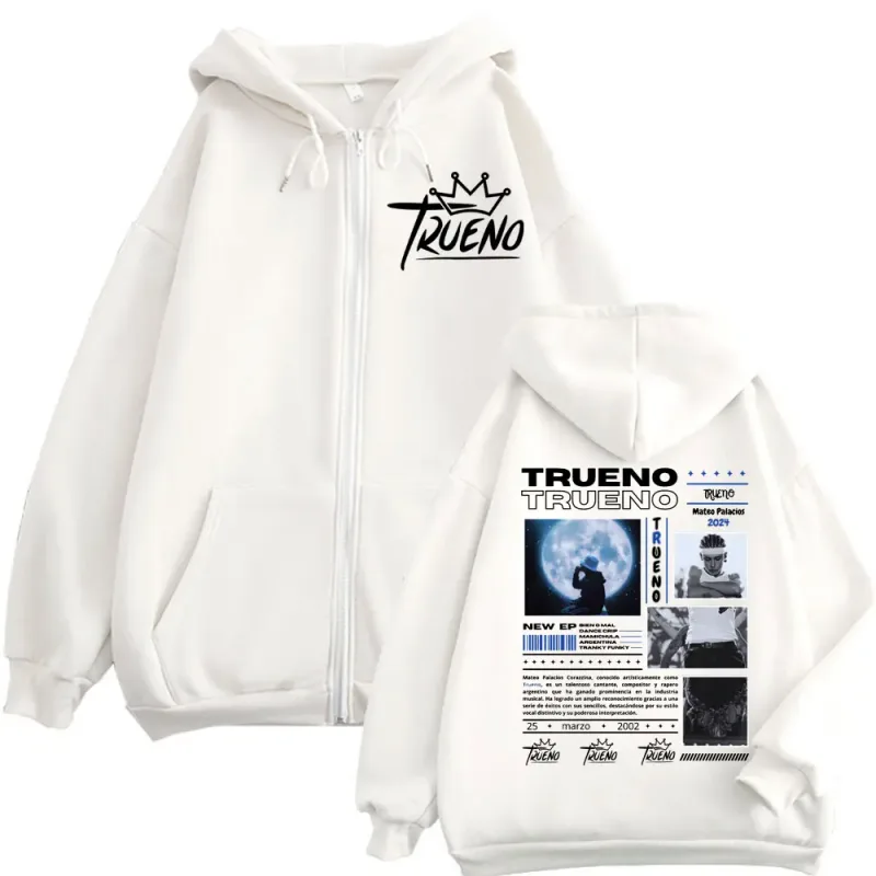 Rapper Trueno doppelseitig bedruckter Kapuzenpullover mit Reißverschluss für Herren Damen Harajuku Hip Hop Sweatshirts mit Reißverschluss Freizeitmode Oversize-Pullover — image 3
