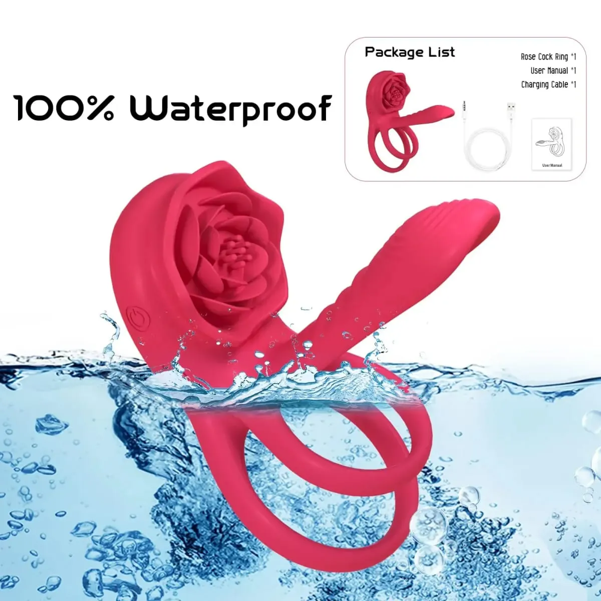 Rose Penis Cock Ring Vibrator Powerful Penis Sleeve Stimulator Delay Ejaculation G-spot Clitoral Massager Sex Toy for Couple 18+