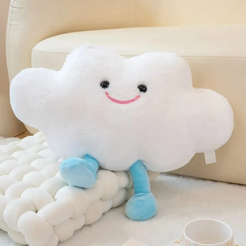Lovely Smile Moon and Cloud Plush Pillow Comfortable Sofa Cushion Stuffed Soft Doll Home Car Decor Gift