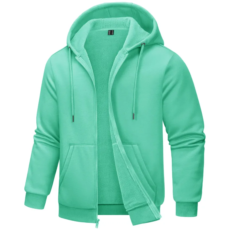 Big Pockets Fleece Lining Hoodies Mens Hooded Coats Full Zip Up Casual Hoodie Jackets Athlete Running Hiking Sportswear — image 37