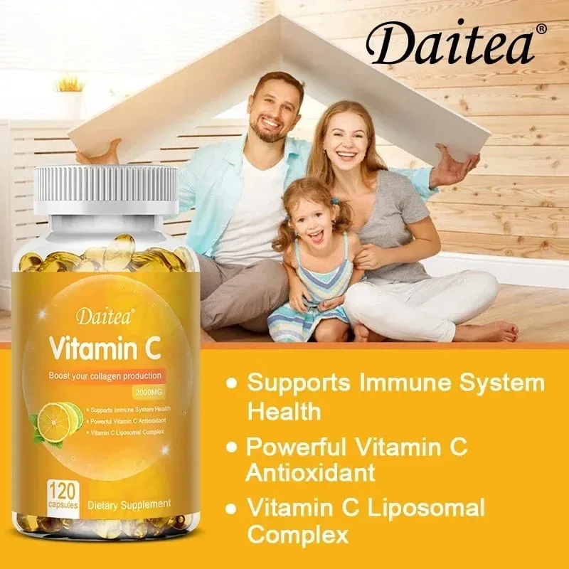 Vitamin C 2000 Mg Capsules Nutritional Supplements - Immunity Collagen Boosters and Antioxidants Skin Health Vitamin C — image 6