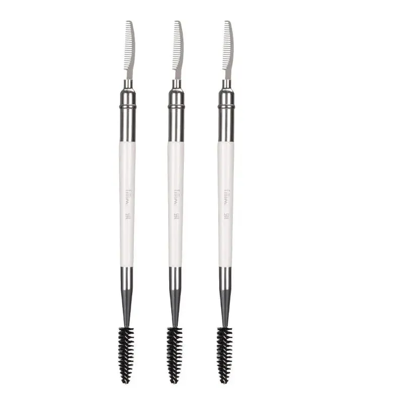 1pc Dual ended Brow Comb Makeup brush Eyebrow Make up brushes stainless steel Eye Lashes roller Eyelashes white Beauty tool 591