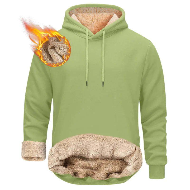 Winter männer Warme Hoodies Sport Dicke Sweatshirts Winddicht Thermische Casual Einfarbig Lose Langarm Pullover Streetwear