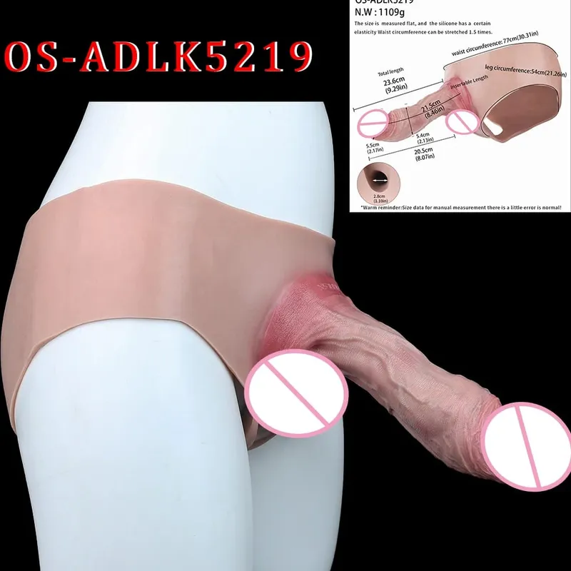 Manchon de pénis réaliste taille haute, sangle sur gode creux, culotte en Silicone, extension de bite, jouet sexuel pour hommes