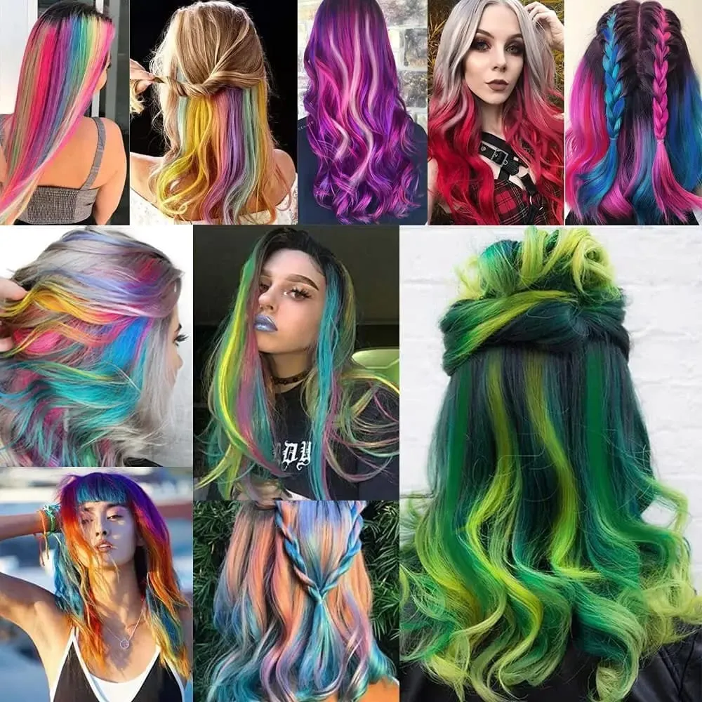 Clip sintetica da 10 pezzi nelle estensioni dei capelli per donne ragazze bambini estensioni colorate per feste con highlight capelli lisci multicolori