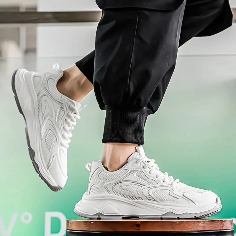 Men's light mesh casual Chunky sneakers four seasons soft-sole breathable outdoor Racing running shoes youth Speed sports shoes — image 4