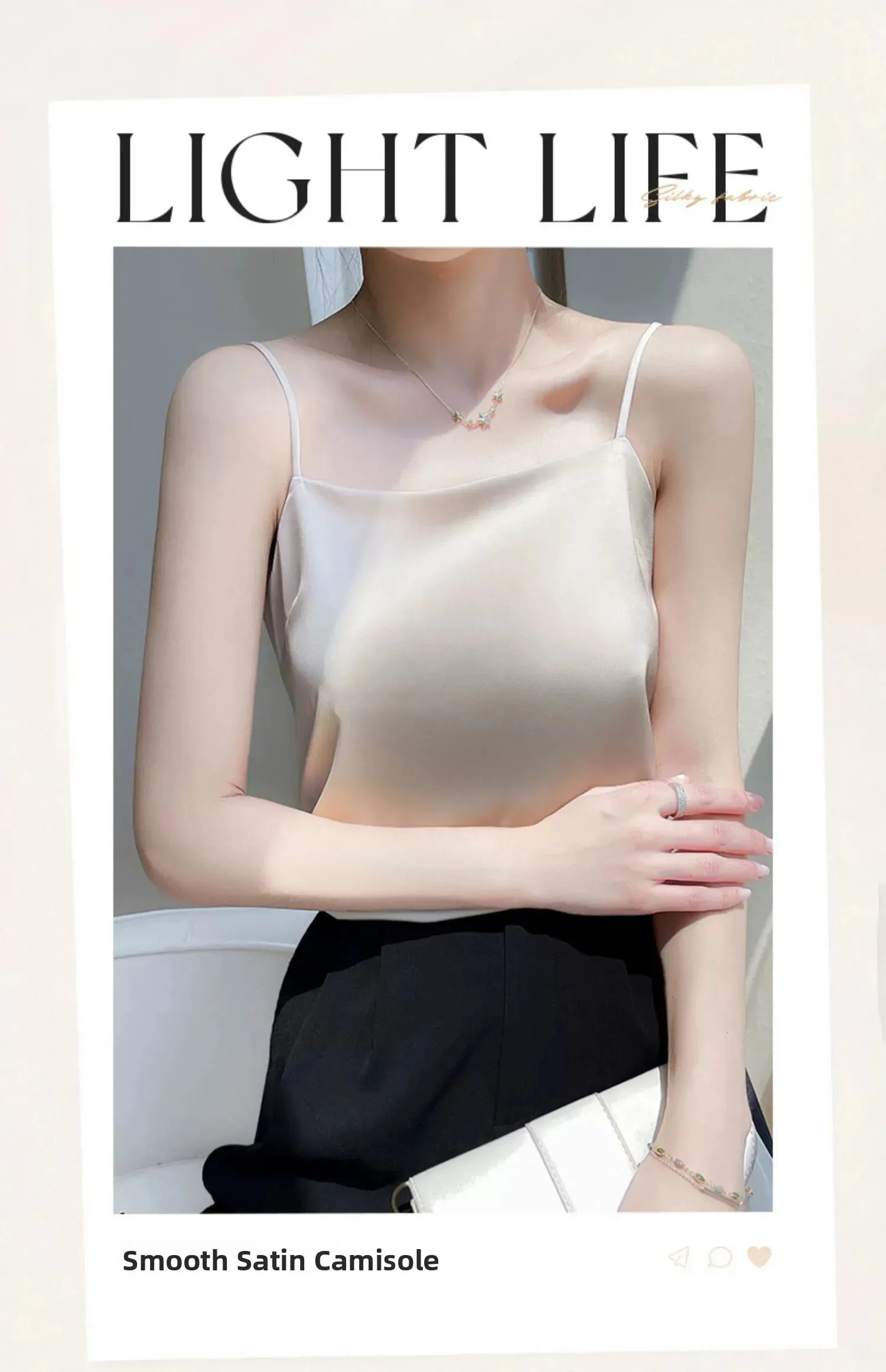 Silk Satin One-Shoulder Sexy Strap Vest Women's Sleeveless Suit Inner Wear Base Shirt Backless Commute Style Pure Color Summer
