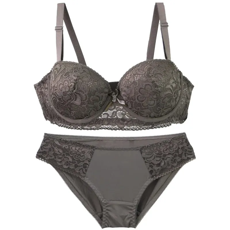2025 nuevo sujetador floral de punto con aros para mujer, Tirantes ajustables de encaje, ropa interior de copa BC, lencería acolchada de realce minimizador