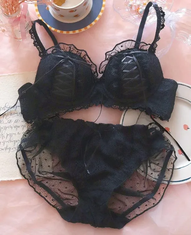 Japanese sweet pure wind lace underwear female small chest gathering anti-sag new girl Lolita bra set