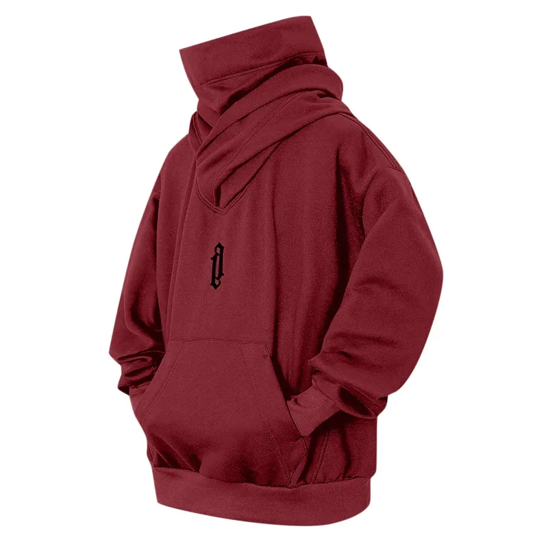 Thêu Cao Cổ Áo Quá Khổ Y2K Nam Nữ Hoody Nhật Bản Ninja Áo Khoác Mùa Thu Hip Hop Trang Bỏ Túi Dạo Phố