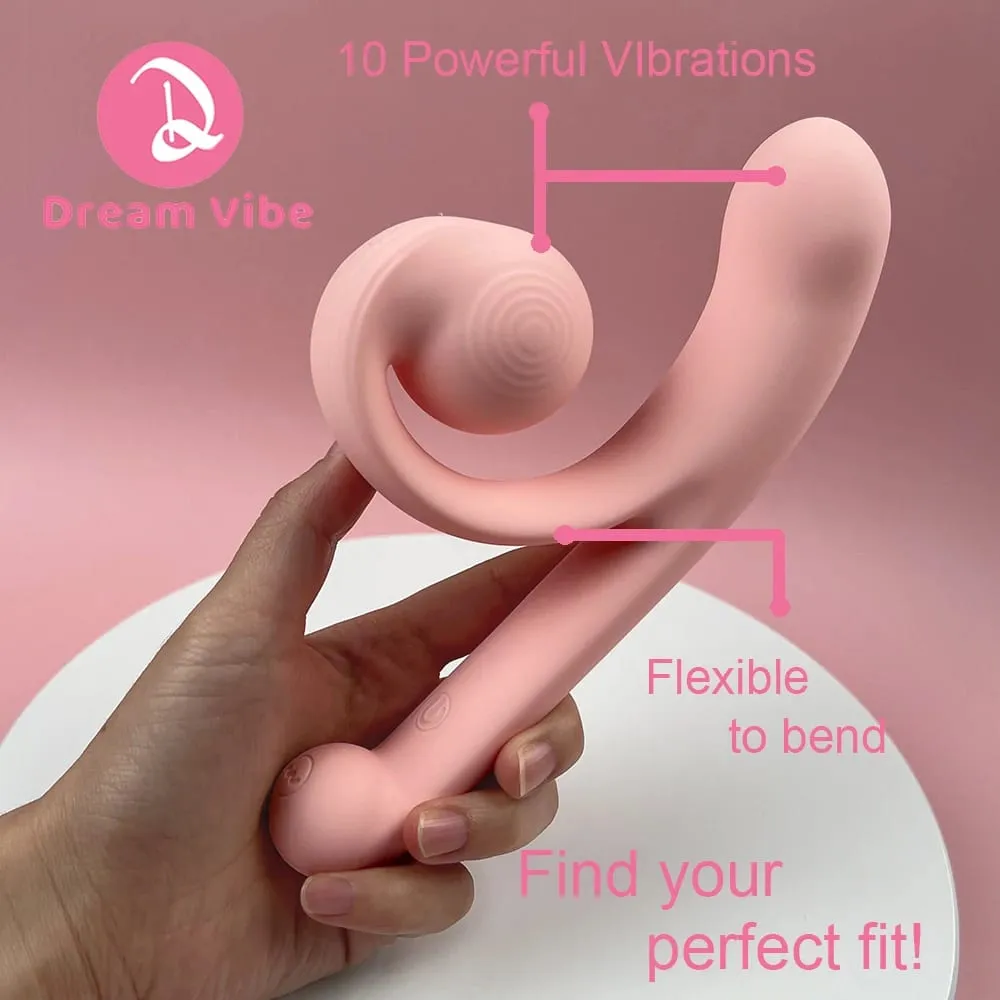Pink Snail Vibrator G-spot Dildo Penetration Flexbile Snail for Perfect Clit Fit Stimulaiton 10 Modes Pleasur Sex Toy for Woman