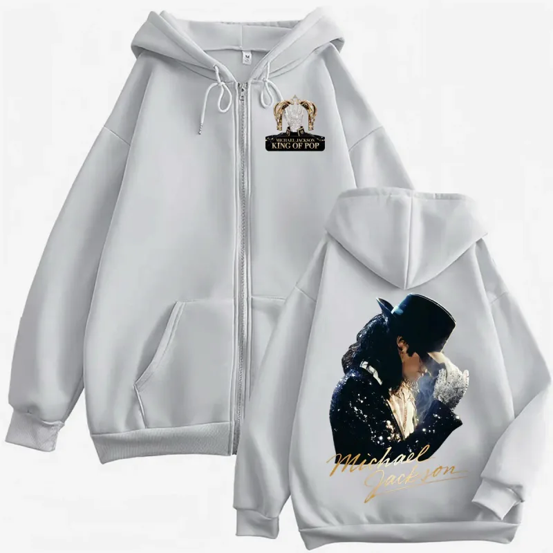 Michael Jackson King of Pop 2026 Movie Zipper Hoodies Men Women Hip Hop Music Jacket Sweatshirts Long Sleeve Zip Up Hooded Coats