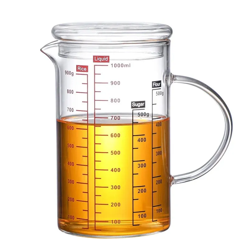 Mataas na Borosilicate Glass Measuring Cups Clear Glass Scale Cup With Handle V Shaped Spout Kitchen Glass Measuring Beaker