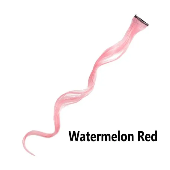 12 Colors Straight Curly Hair Synthetic Hairpieces Clip-In One Piece Pure Color Synthetic Hair Extension Pieces