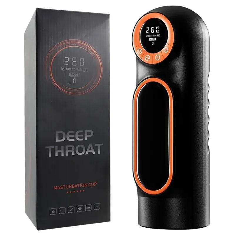 Automatic Telescopic Sucking Masturbator Cup With LED Display Vagina Masturbation Blowjob Sex Machine Adults Sex Toys for Men