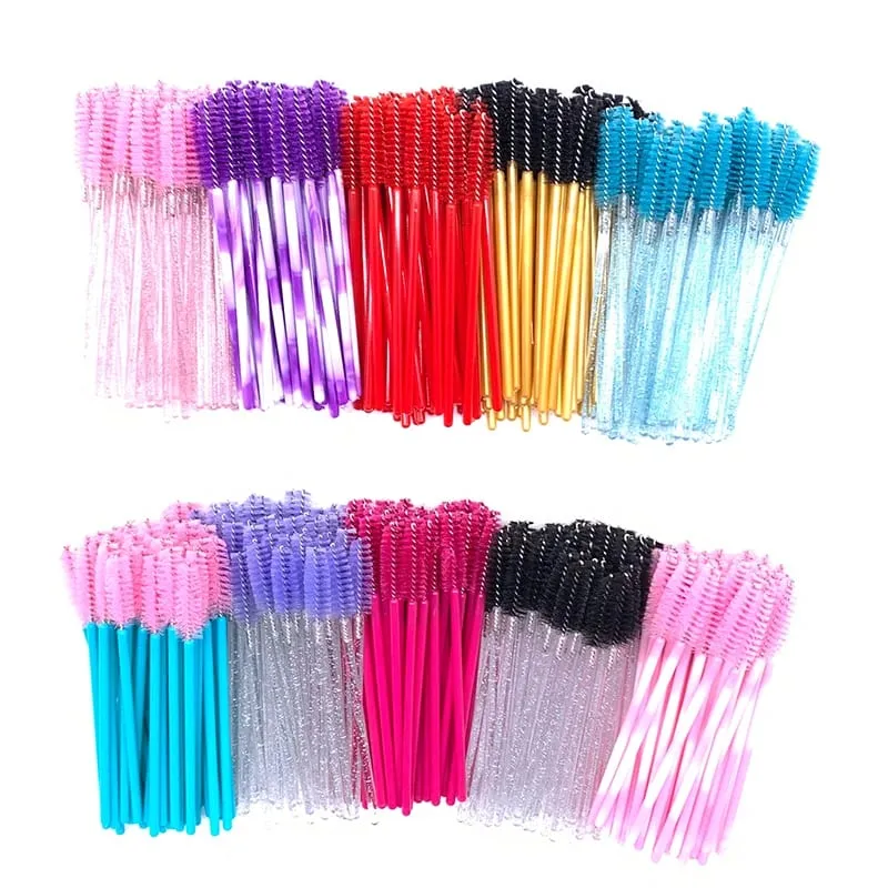 YGirlash 50 個ラッシュ白鳥クリスタルまつげアプリケーター使い捨てダイヤモンドハンドルナイロンマスカラワンドブラシ化粧品ツール