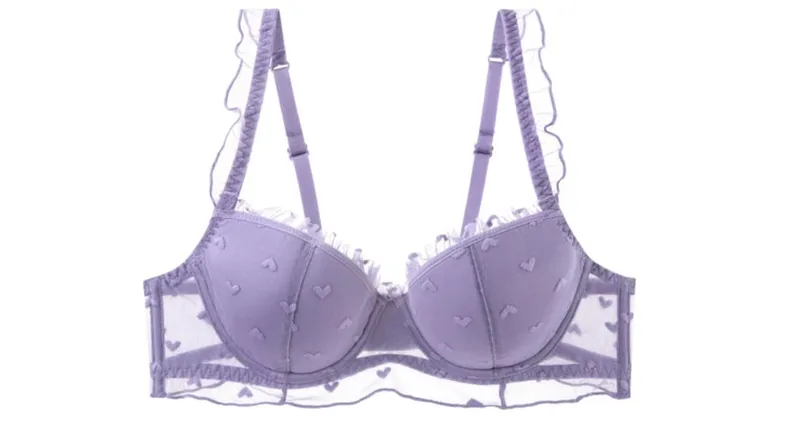 Thin Soft Underwire Anti-sagging Large Breasts Show Small Text Bra Set Fat Mm Large Size D Cup Lace Sexy Underwear Women