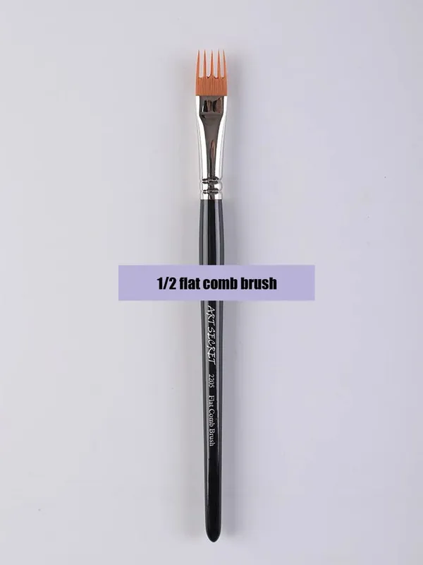 Professional 5 pcs Flat Comb Brush Nylon Paint Drawing Brushes Oil Artists Painting Brush Set For Artists Student