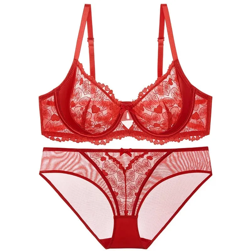 Sexy Lingerie Bra & Panty Set Sheer Floral Lace Teddy Ultra Thin Soft Comfortable Women Nightwear S-3XL Christmas Gift MOYISU