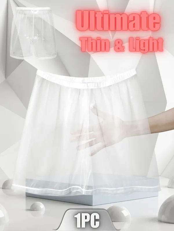 1Pc Sexy Sheer Mesh Mannen Ondergoed Modieuze Zachte Transparante Thuis Loose Fit Boksbroek Slaap Shorts Nachtkleding Pyjamabroek — image 3