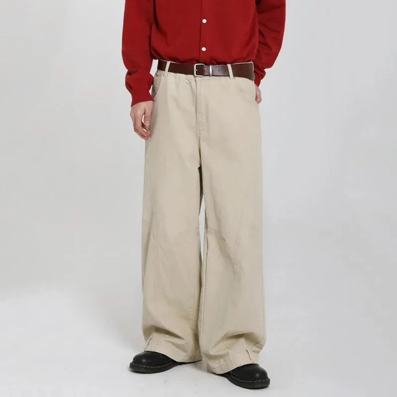 Korean Style Men's Jeans Casual Solid Color Washed Simple All-match Trousers Cleanfit Wide Leg Loose Male Jeans New 9W4253