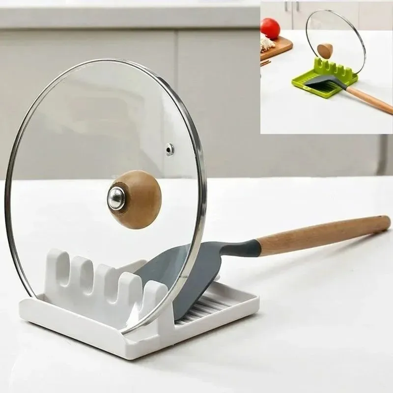 Pan Lid Holder Supports Spoons Pot Cover Rests Spatula Stand For Kitchen Convenience Utensils Tools Accessories Cooker Organizer — image 2