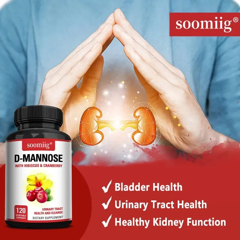 D-Mannose with Hibiscus & Cranbrry Supplement Support Urinary Tract Bladder Health and Reduce Urinary Tract Infections Non-GMO