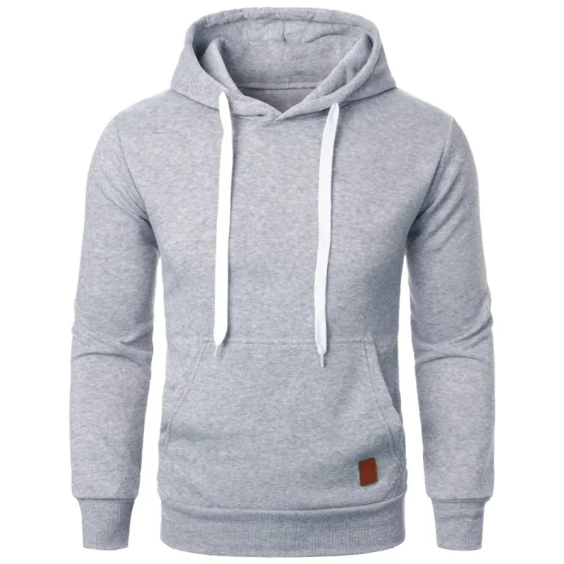Masculino casual gola com capuz cordão hoodies moletom camisas de manga longa ao ar livre streetwear cor sólida pulôver leve