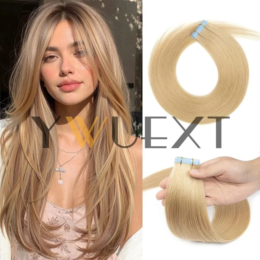 Tape in Human Hair Extensions 12-20 Inches Seamless PU Skin Weft Tape Hair Natural Straight 20pcs/pack 30G Tape Glue — image 3