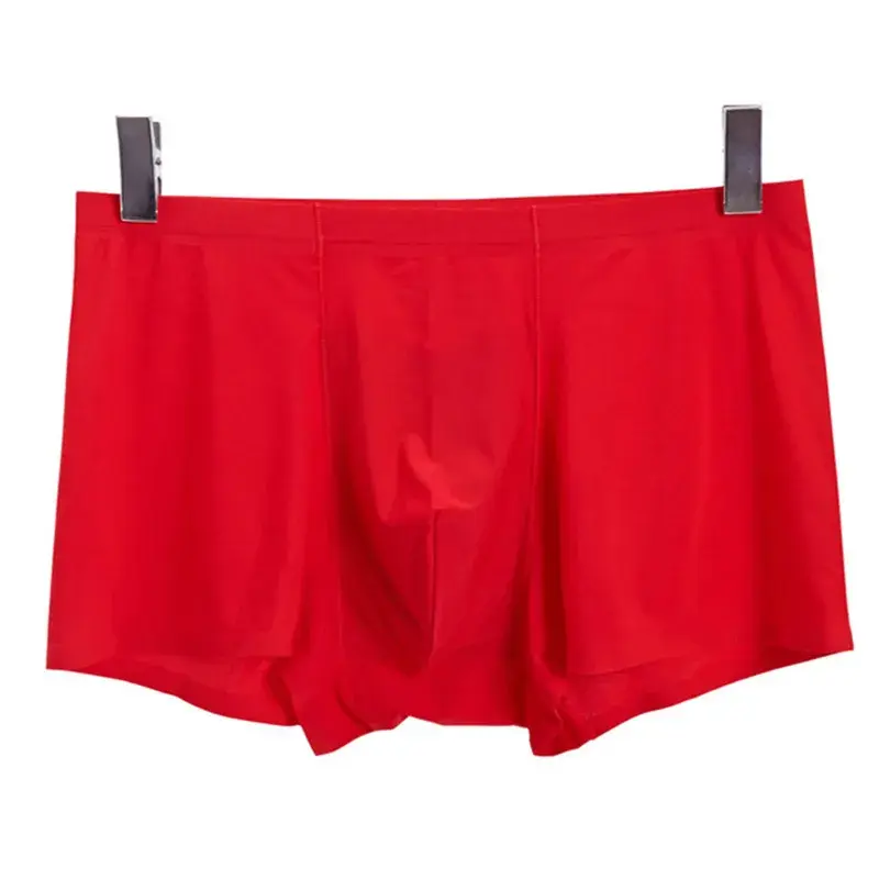 Seamless Ice Silk Boxers Men Solid Color Male Underpants Ultra-thin Sexy Underwear Summer COOL Trunk Shorts