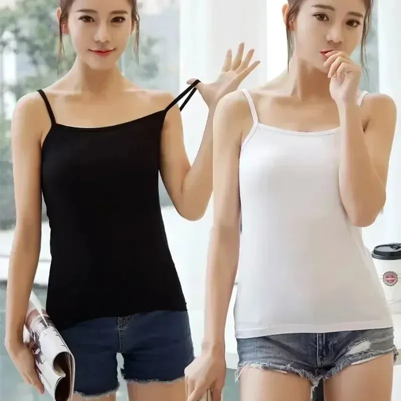 Basic Camisoles Women Crop Tops Sleeveless Shirt Bralette Tops Solid Color Strap Skinny Vest Female Slimming Tanks Bra Underwear
