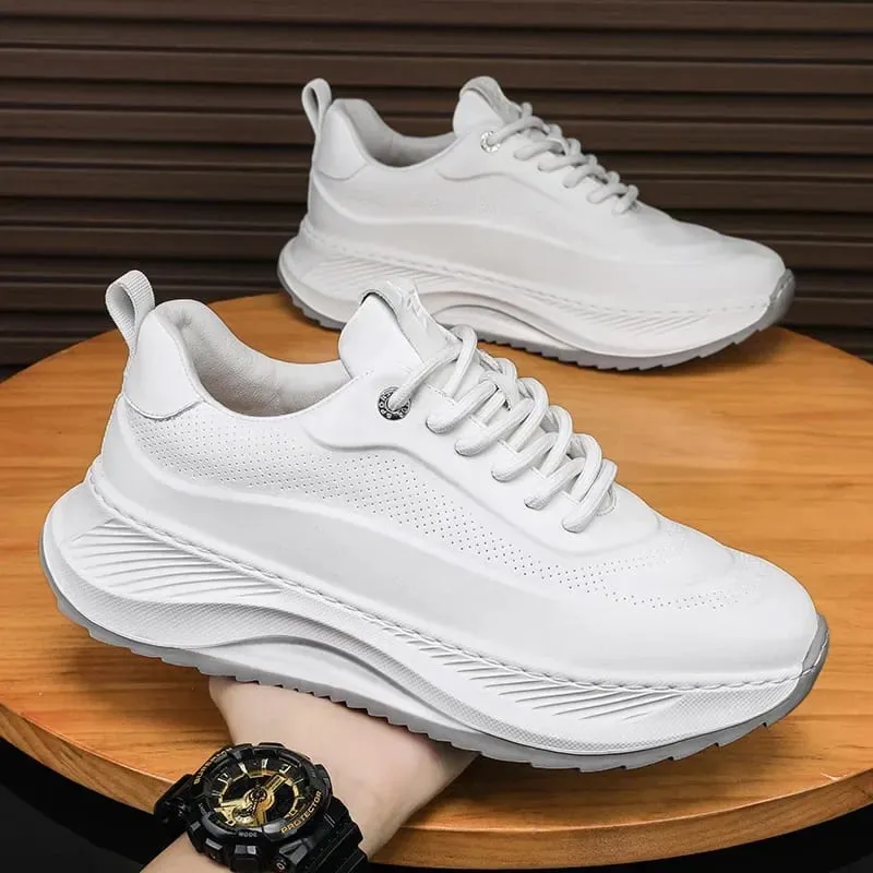 Men Casual Sneakers White Fashion Casual Sports Shoes Men Autumn New Leather Lace-up Comfortable Running Shoes Zapatillas Mujer