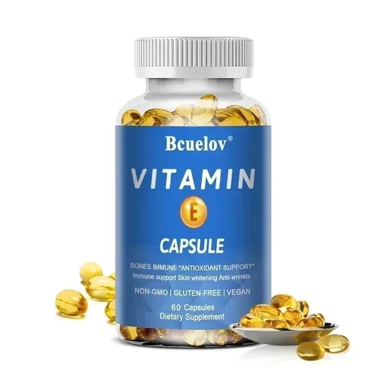 Bcuelov Vitamin E Softgels Antioxidant Supplements Easily Absorbed - Supports Skin Heart & Immune Health Capsules Non-GMO