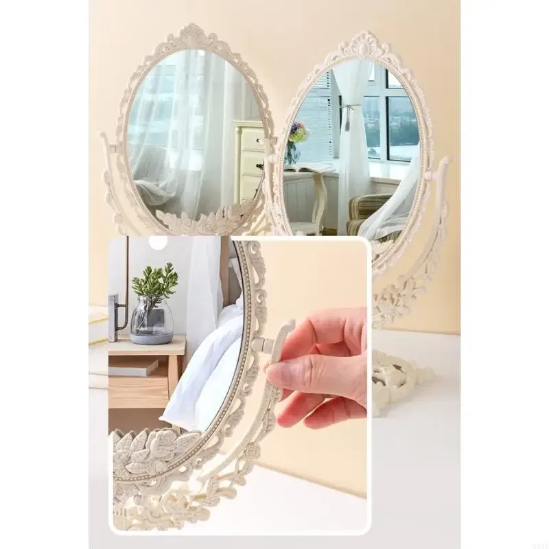 Q81B Retro Table Mirror Rotation Makeup Mirror Double Side Cosmetic Mirror