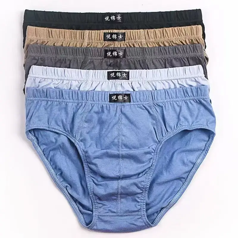 5 unids/lote calzoncillos 100% de algodón para hombre, ropa interior masculina, bragas, pantalones cortos, ropa interior Sexy XL 2XL 3XL 4XL 5XL 6XL
