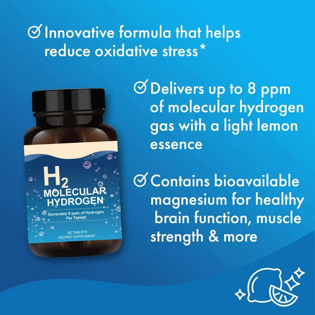 H2 Molecular Hydrogen Water Tablets Hydrogen & Magnesium Supplement Support Energy Production Recovery Cognitive Function — image 4