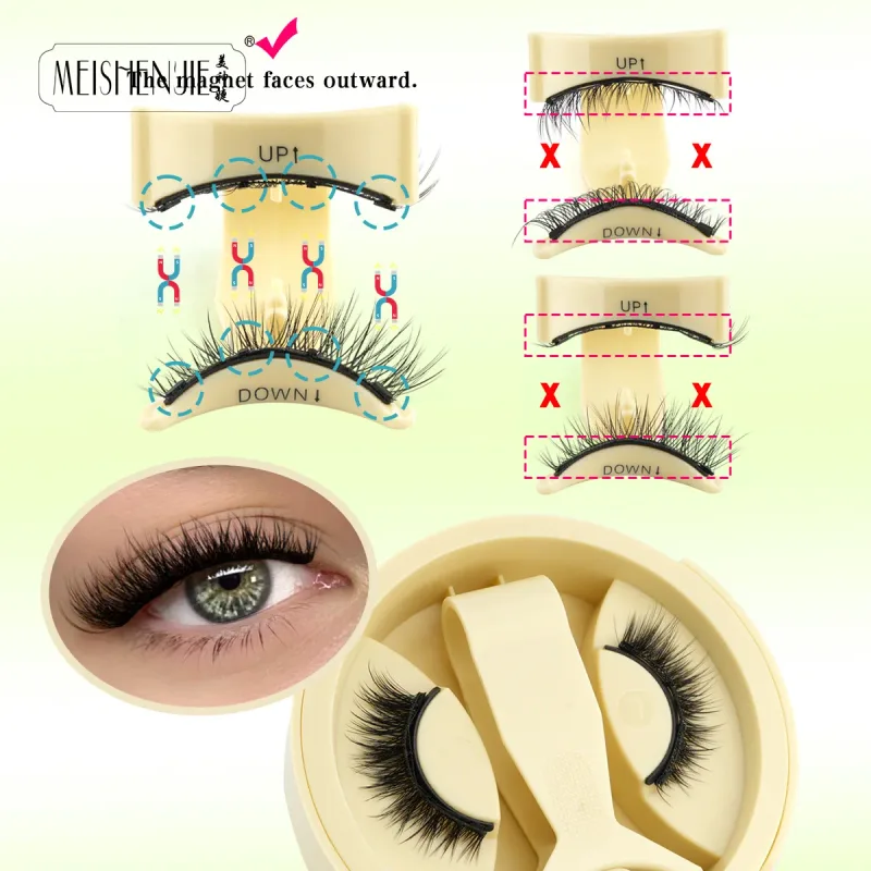 1/3 Pairs Magnetic Eye Lashes Handmade Eyelashes Soft Reusable Magnetic Lashes Natural Look 3D False Lashes Makeup Tweezers Set