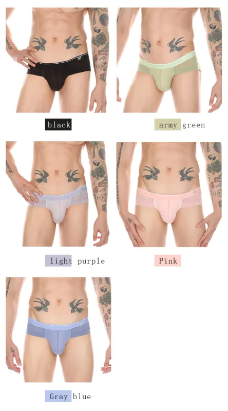 Summer Men's Underwear Boxers Bulge Ice Silk Briefs Ultra-thin Breathable Cool Panties
