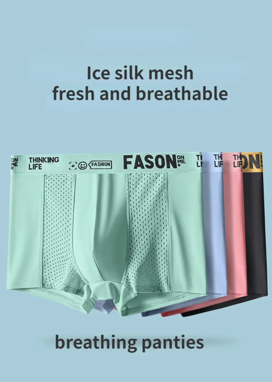 Men's Ice Silk Mesh Underwear Antibacterial Breathable Boxer Oversized Briefs Shorts Men's Panties Boxershorts Men