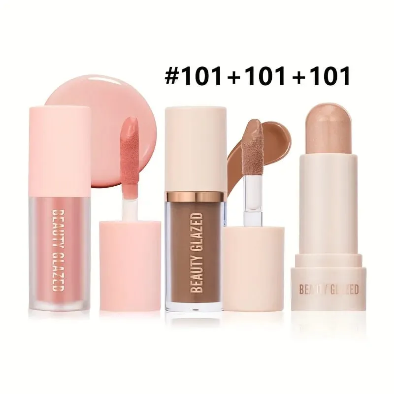 3pcs Face Highly Pigmented Liquid Contour Makeup Set Long Lasting Natural Contour Contouring Bronzer (Contour+Blush+Highlighter) — image 8