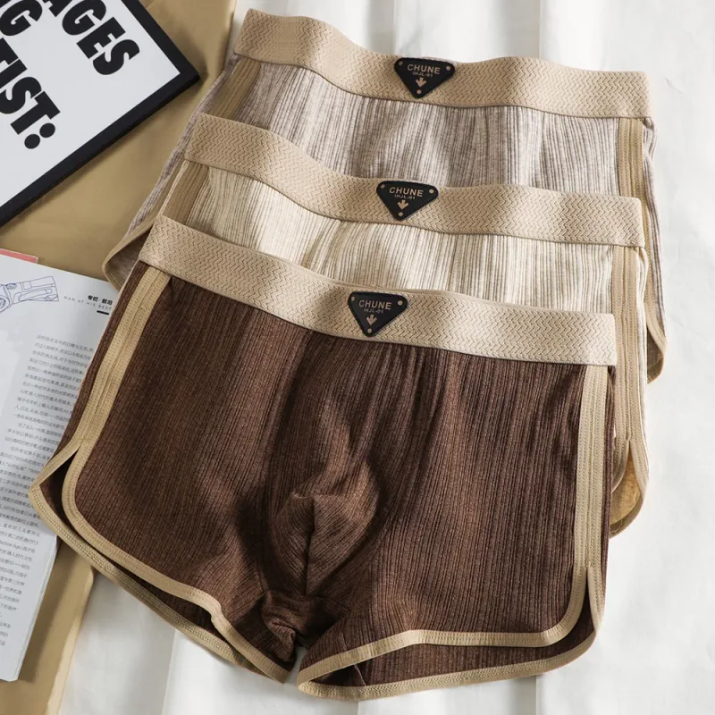 3 unidades/pacote 100% algodão sólido listrado calcinha masculina para 40-100kg malha respirável virilha cuecas boxers de cintura alta elástica