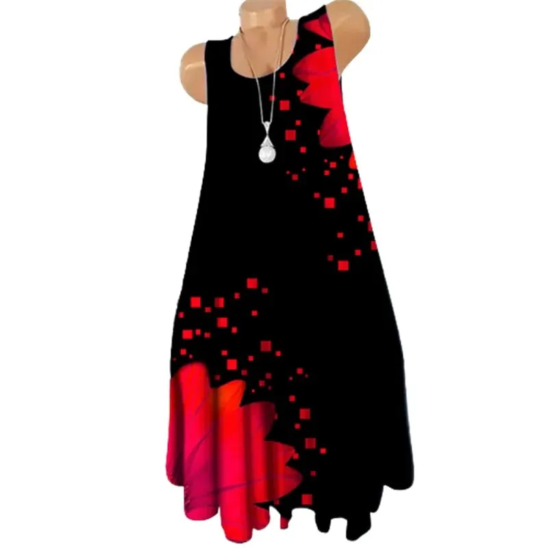 Women Fashion Mini Dresses Sleeveless 3D Tie-dye Floral Print Streetwear Short Dress Summer Loose Casual Oversized Dress — image 2