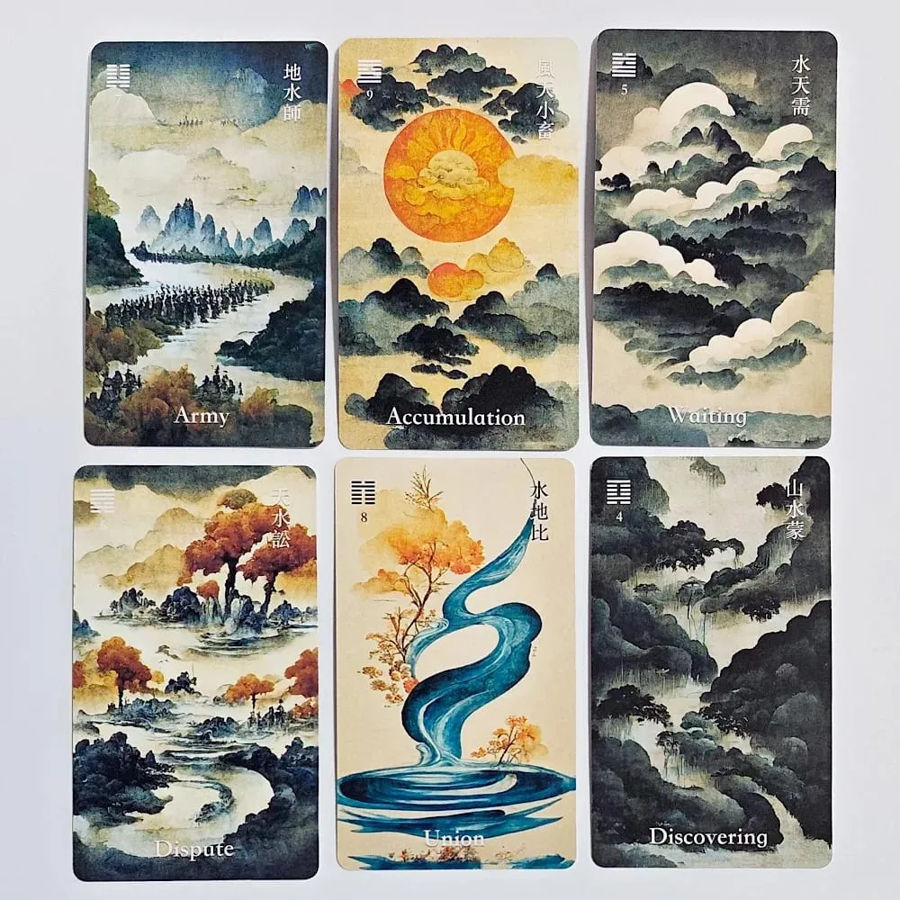 10.3*6cm I-Ching Oracle Deck64 Cards Traditional Ink Art Style Chinese Divination Tool for Spiritual Guidance and Meditation — image 2