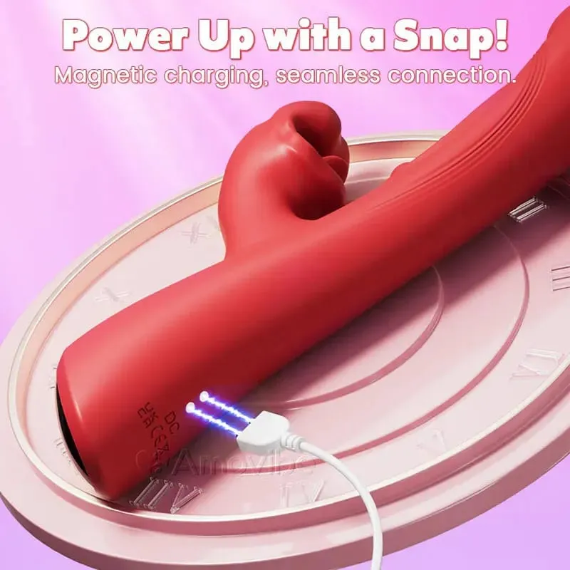 4 in 1 Tongue Licking Clitoral Vibrator with 9 Flapping & 8 Biting Vibration Modes G Spot Stimulator Dildo Sex Toys for Women 18