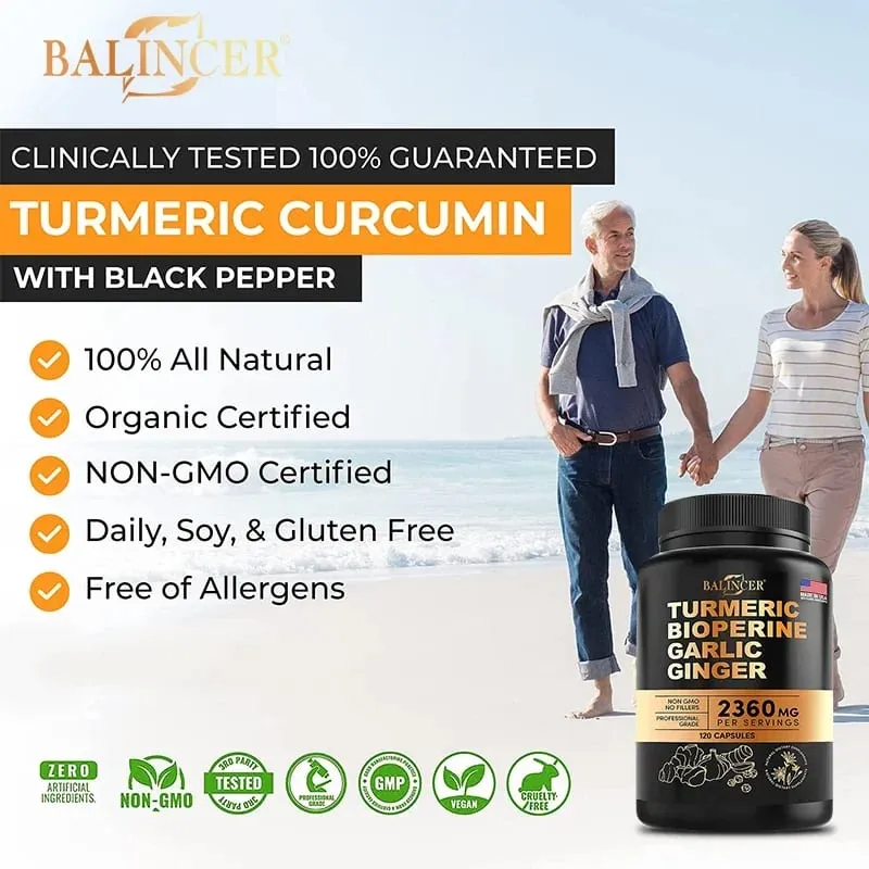 Curcumina de cúrcuma com pimenta preta para absorção ideal, melhor suplemento vegano de suporte para articulações