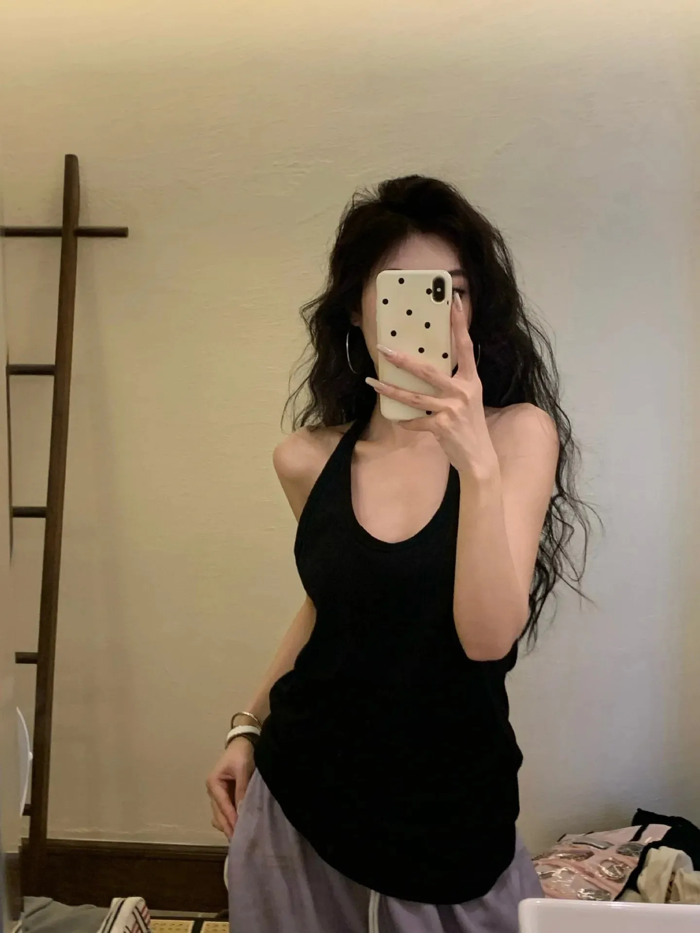 Y2K Summer Cool Backless Tank Top Deep U-neck Sexy Solid Halter Crop Tops Aesthetic Trendy New Skinny Slim Women Camis Street