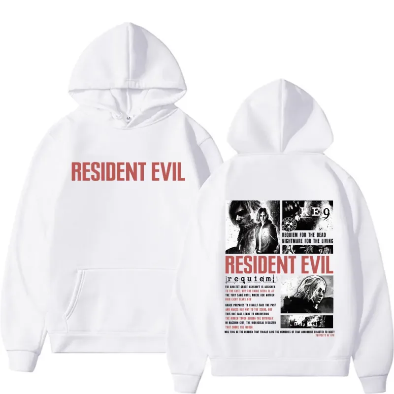 Resident Evil Requiem Sweatshirts Leon Kennedy Grace Ashcroft 90s Vintage Hoodies Men Women Fashion Classic Pullovers Streetwear